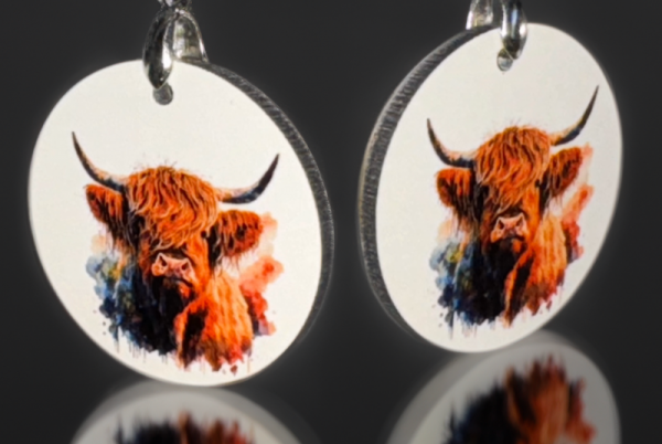 Highland Cow Photo Pendant Earrings
